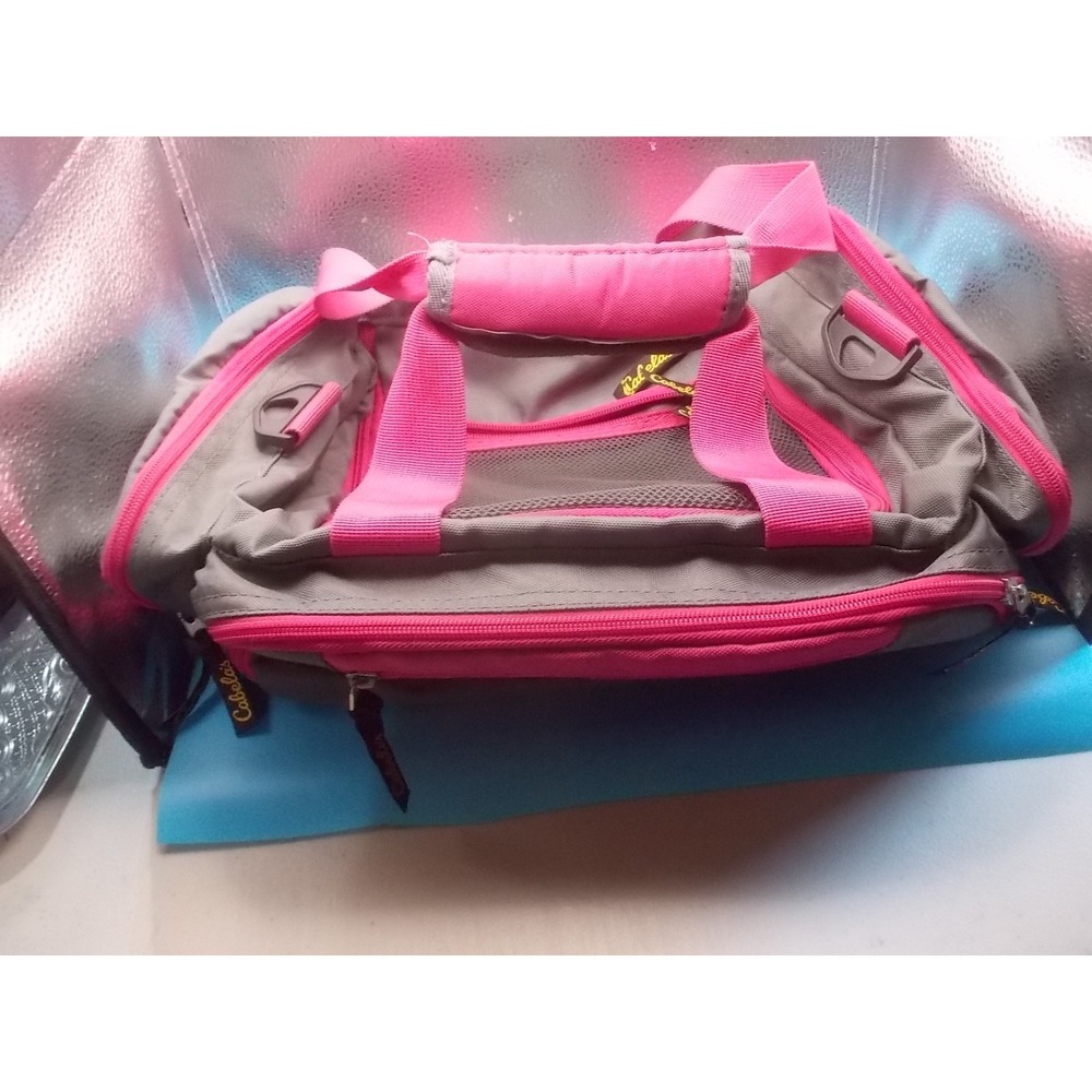 Cabelas Duffel Bag Gray Pink Small Travel Gym Bag Multiple Pockets